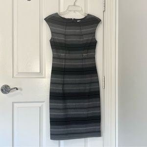 CALVIN KLEIN Women’s Black and Gray Striped Sleeveless Sheath Dresss | Size 2
